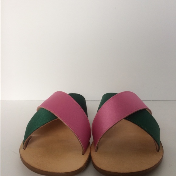 ANA COUTURE Pink&Green Flat Sandals - Picture 2 of 7